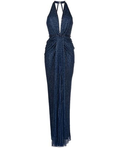 Jenny Packham Zooey Rhinestone-embellished Gown - Blue