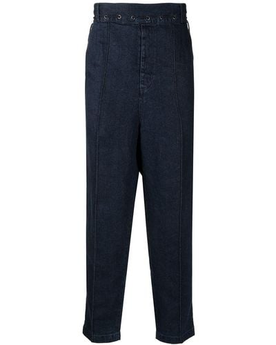 Rito Structure Cropped Linen Jeans - Blue