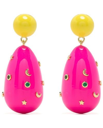 Eshvi Galaxy Drop Earrings - Pink