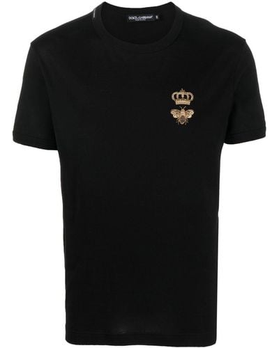 Dolce & Gabbana T-shirt à motif bridé - Noir