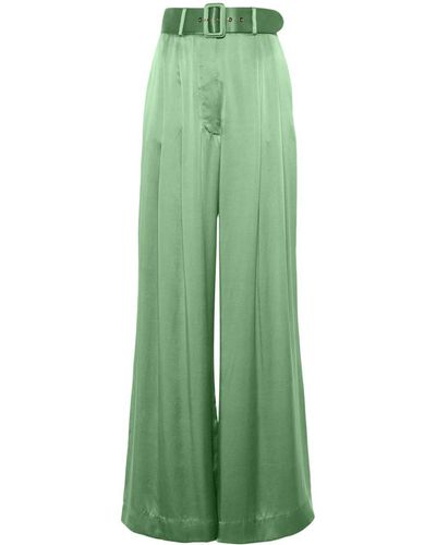Zimmermann Silk Tuck Wide Pants - Green