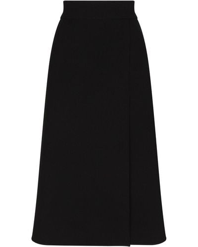 Dolce & Gabbana Slit-detail Crepe Midi Skirt - Black