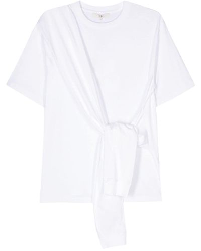 Tibi Decorative Self-tie Cotton T-shirt - White