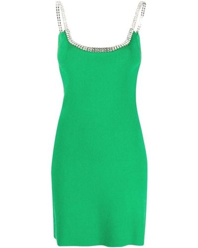 Rabanne Vestido corto con ribete de strass - Verde