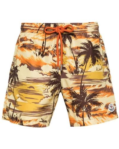 Moncler Logo-patch Swim Shorts - Yellow