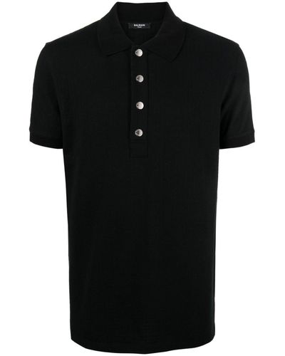 Balmain ロゴボタン ポロシャツ - ブラック