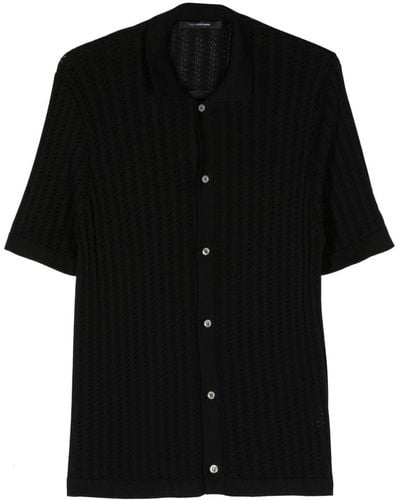 Tagliatore Jesse Knitted Cotton Shirt - Black