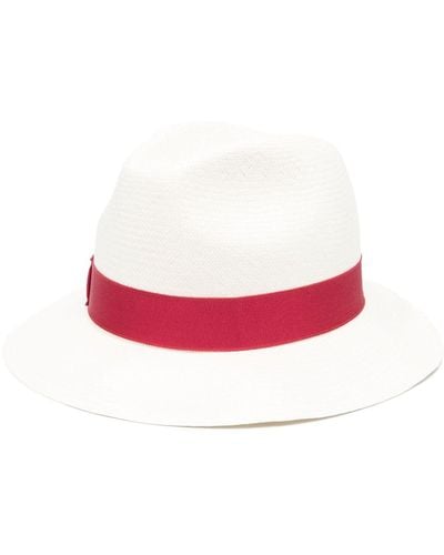 Borsalino Panama Straw Fedora Hat - Pink