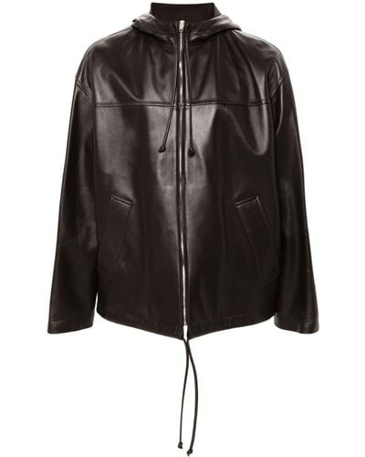 Bottega Veneta Hooded Leather Jacket - Black