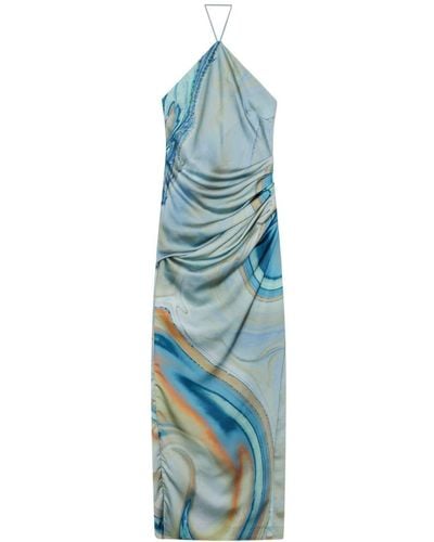 Jonathan Simkhai Hansel Marble-print Gown - Blue