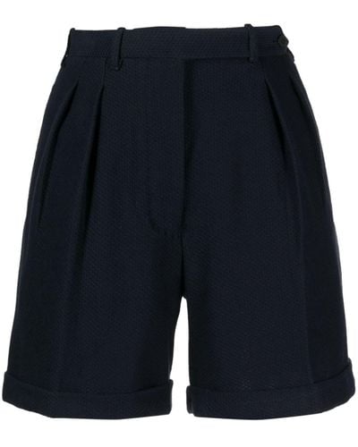 Giuliva Heritage Pleat-detailing Cotton Shorts - Blue