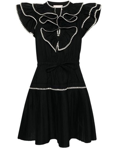 Ulla Johnson Mini-jurk Met Ruches - Zwart