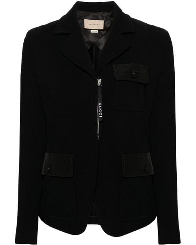 Gucci Veste en laine à simple boutonnage - Noir