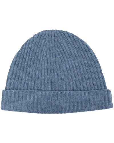 N.Peal Cashmere Ribbed-knit Beanie - Blue