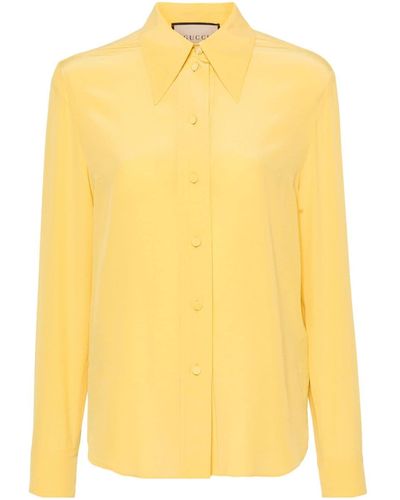 Gucci Camisa con cuello de pico - Amarillo