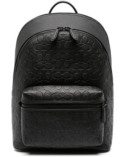 COACH Charter Logo-pattern Leather Backpack - Black