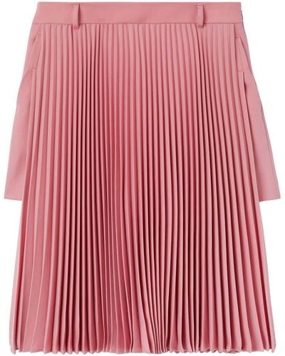 Burberry Pleat-detailed Wool Shorts - Red