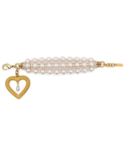 Moschino Pearl-detail Multi-chain Bracelet - White