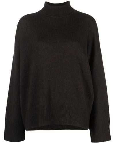 LeKasha Suede Organic Cashmere Sweater - Black