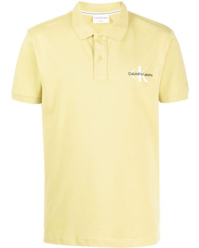 Calvin Klein Logo-embroidered Short-sleeve Polo Shirt - Yellow