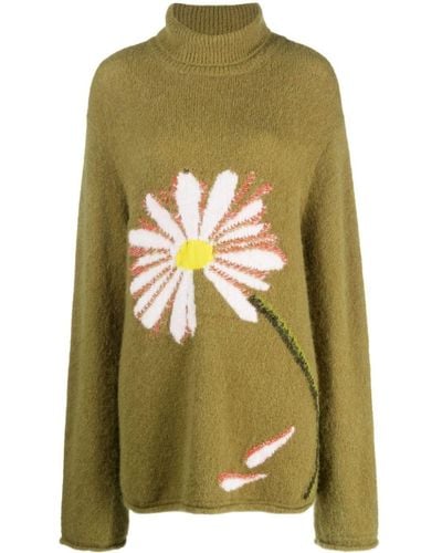 Dorothee Schumacher Floral-intarsia Alpaca-blend Sweater - Green