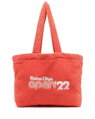 Reina Olga Bolso shopper con logo bordado - Rojo