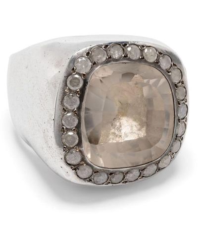 Rosa Maria Grey Diamond Signet Ring - White