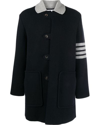 Thom Browne Sleeve Stripe-detail Button Coat - Black