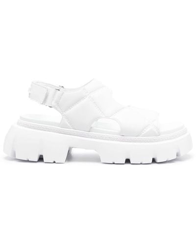 Karl Lagerfeld Logo-debossed Quilted Open-toe Sandals - White
