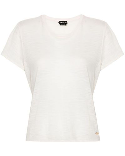 Tom Ford Slub Cotton Jersey Crewneck T-shirt Clothing - White