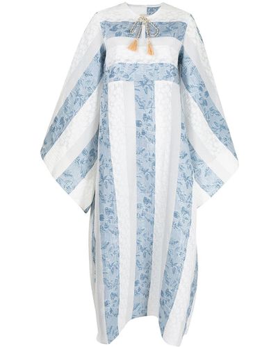 Bambah Mosa Stripe-pattern Kaftan Dress - Blue