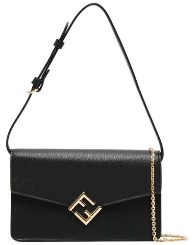 Fendi Ff Diamonds Leather Shoulder Bag - Women's - Calf Leather/metal - Black