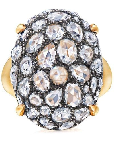 Fred Leighton 18kt Yellow Gold Rose Cut Diamond Oval Bombe Cocktail Ring - Metallic