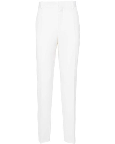 Alexander McQueen Pantalon en laine à coupe fuselée - Blanc