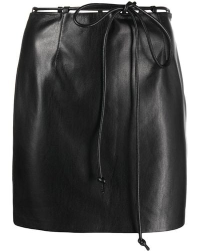 Nanushka Tie-detail faux leather miniskirt - Nero