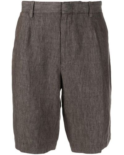 Zegna Slub-texture Mid-rise Shorts - Gray