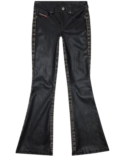DIESEL Contrast-panel Flared Trousers - Black