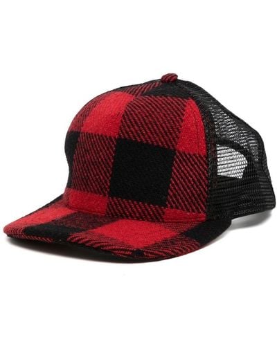 Greg Lauren Check-print Snapback Cap - Red