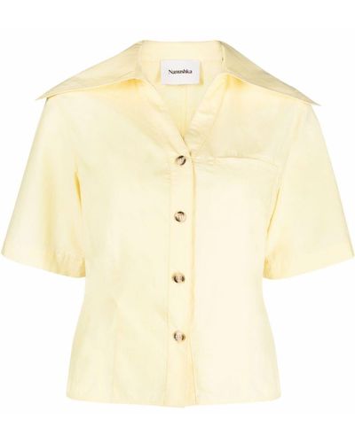 Nanushka Wide-collar Short-sleeve Shirt - Yellow