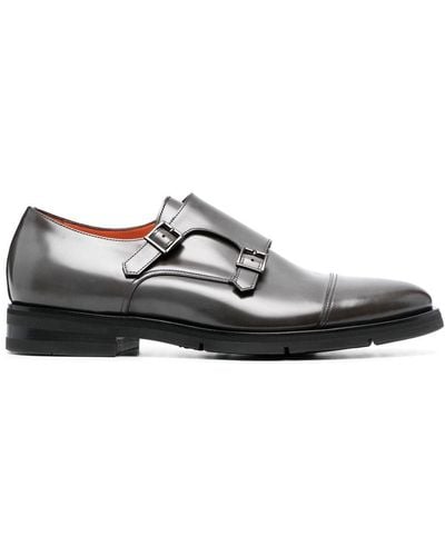 Santoni Buckled Leather Shoes - White