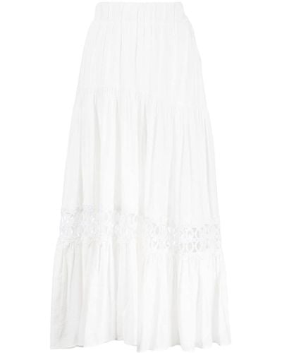 Silvia Tcherassi Cher Lace-embroidered Tiered Skirt - White