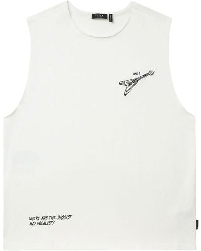 FIVE CM Trägershirt mit Gitarren-Print - Weiß