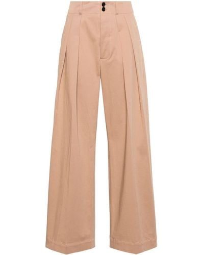 Plan C High-waist Palazzo Trousers - Natural
