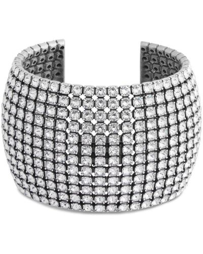 Balenciaga Logo-plaque Crystal-embellished Bracelet - White