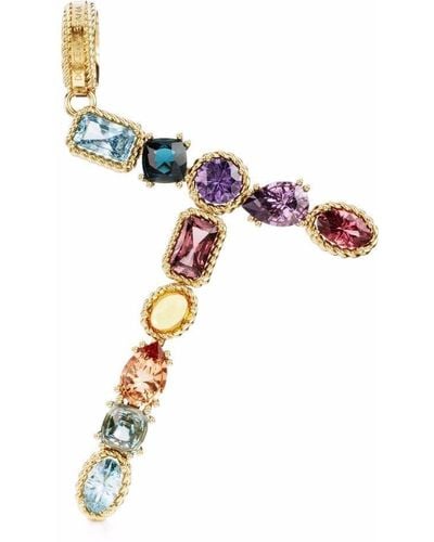 Dolce & Gabbana Alphabet T 18 Kt Charm With Fine Gems - Metallic