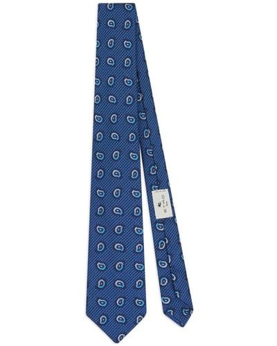 Etro Cravate en soie à motif cachemire - Bleu