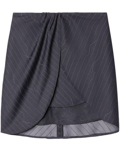 Off-White c/o Virgil Abloh Off- Draped Pinstripe Mini Skirt - Grey