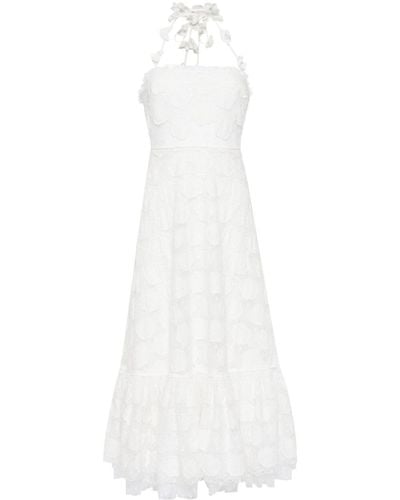 Alexis Villanelle Embroidered Haltnerneck Dress - White
