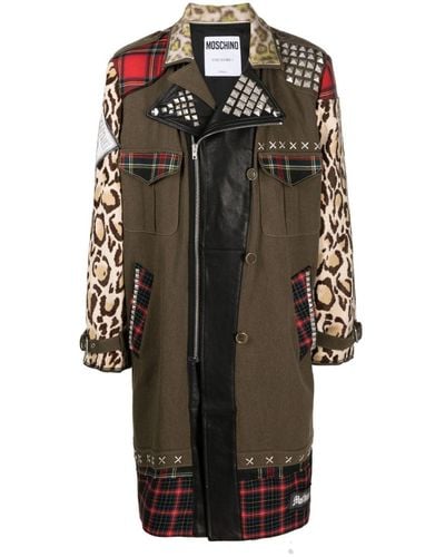 Moschino Patchwork Biker-style Coat - Black