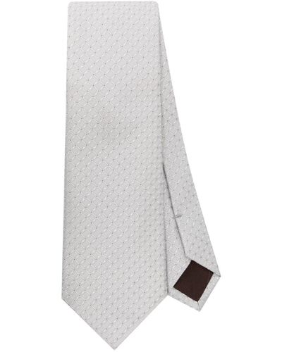 Canali Patterned-jacquard Silk Tie - White
